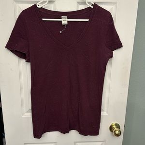 Maroon/Speckled PINK V-Neck